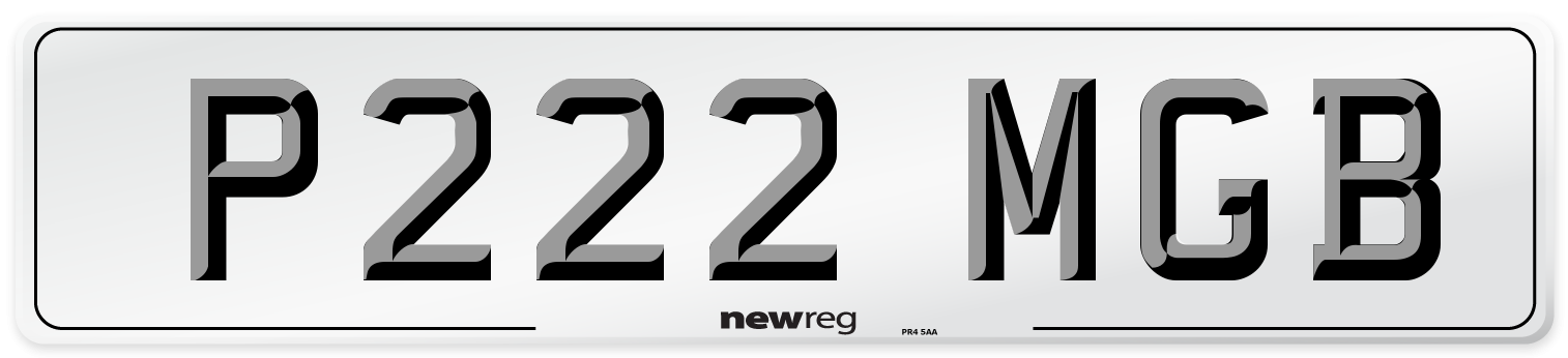 P222 MGB Number Plate from New Reg